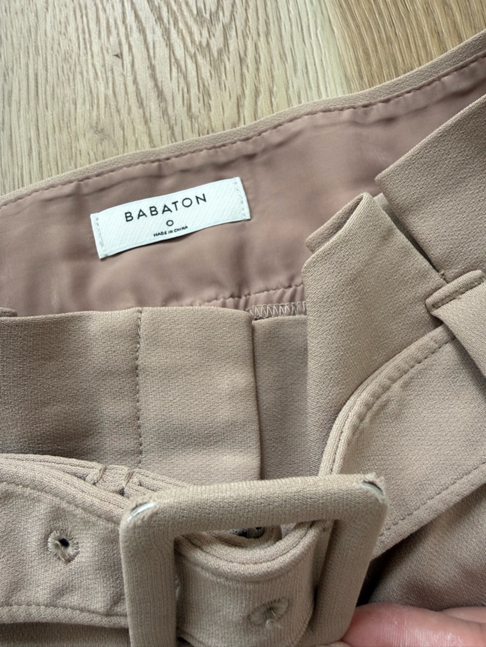 BABATON High-Waist Paperbag Belted Trousers - Neutral Blush - Picture 3 of 4